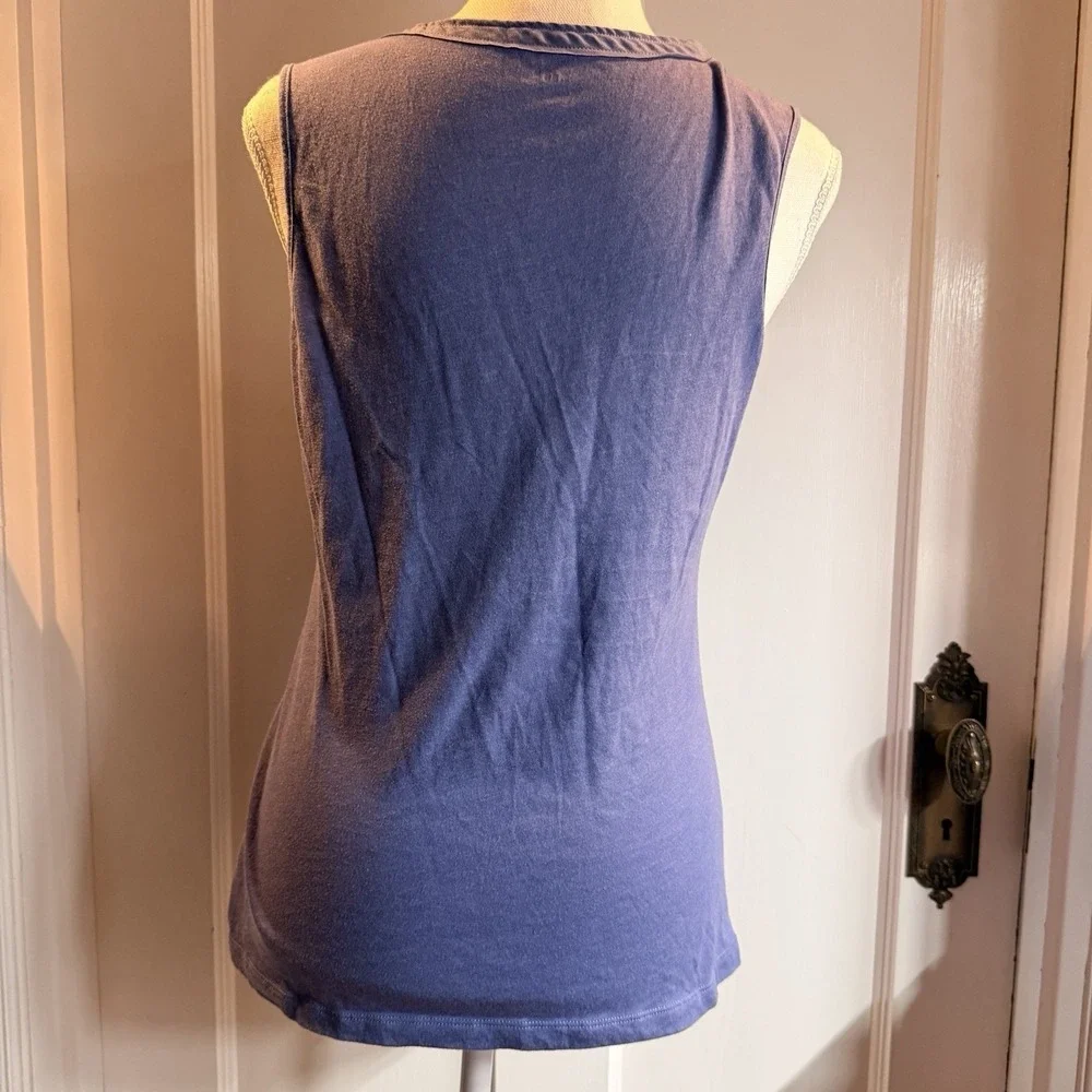 Gap Women's Ruffle Front Button Up Tank Top Blue Size M - Picture 3 of 7
